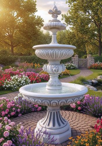 Gartenbrunnen Imperia Löwenkopf Kaskadenbrunnen Garten Springbrunnen 280cm